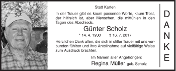 Traueranzeige von Günter Scholz von Siegener Zeitung