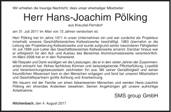 Traueranzeige von Hans-Joachim Pölking von Siegener Zeitung