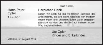 Traueranzeige von Hans-Peter Opfer von Siegener Zeitung