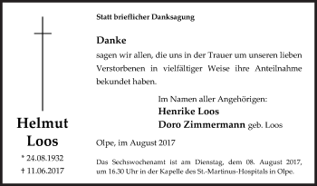 Traueranzeige von Henrike Loos von Siegener Zeitung