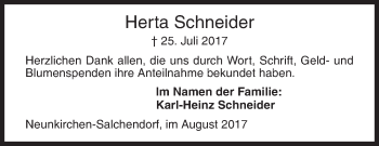 Traueranzeige von Herta Schneider von Siegener Zeitung