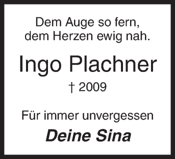 Traueranzeige von Ingo Plachner von Siegener Zeitung