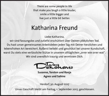 Traueranzeige von Katharina Freund von Siegener Zeitung