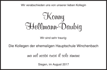 Traueranzeige von Konny Hellmann-Daubig von Siegener Zeitung