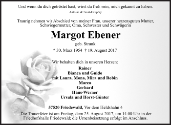 Traueranzeige von Margot Ebener von Siegener Zeitung