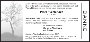 Traueranzeige von Peter Wertebach von Siegener Zeitung