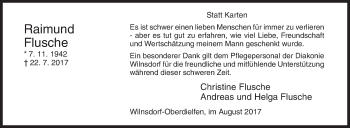 Traueranzeige von Raimund Flusche von Siegener Zeitung