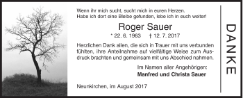 Traueranzeige von Roger Sauer von Siegener Zeitung