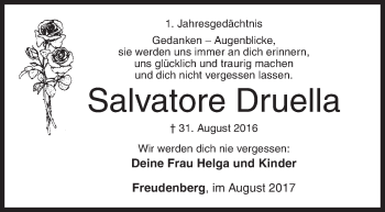 Traueranzeige von Salvatore Druella von Siegener Zeitung