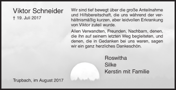 Traueranzeige von Viktor Schneider von Siegener Zeitung