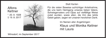 Traueranzeige von Alfons Kettner von Siegener Zeitung