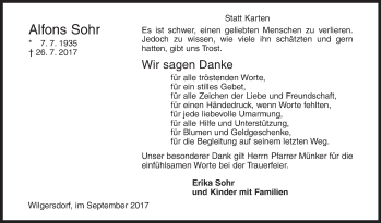 Traueranzeige von Alfons Sohr von Siegener Zeitung