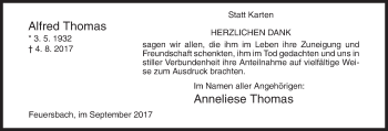 Traueranzeige von Alfred Thomas von Siegener Zeitung