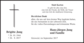 Traueranzeige von Brigitte Jung von Siegener Zeitung
