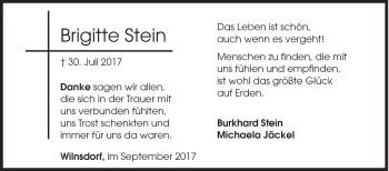 Traueranzeige von Brigitte Stein von Siegener Zeitung