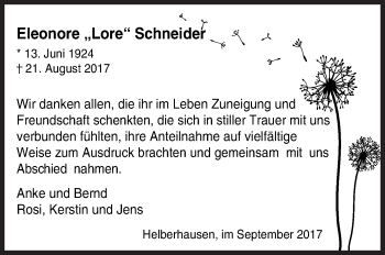 Traueranzeige von Eleonore Schneider von Siegener Zeitung