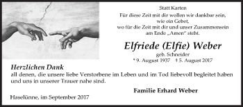 Traueranzeige von Elfriede Weber von Siegener Zeitung
