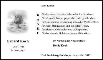 Traueranzeige von Erhard Koch von Siegener Zeitung