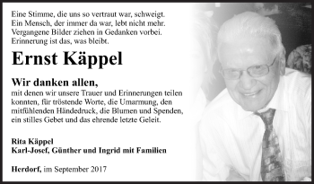 Traueranzeige von Ernst Käppel von Siegener Zeitung