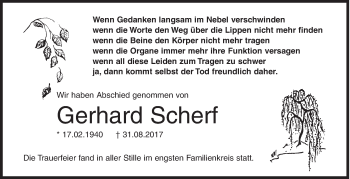 Traueranzeige von Gerhard Scherf von Siegener Zeitung