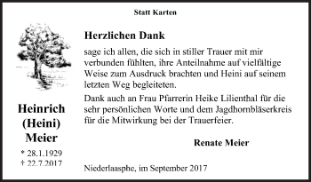 Traueranzeige von Heinrich Meier von Siegener Zeitung