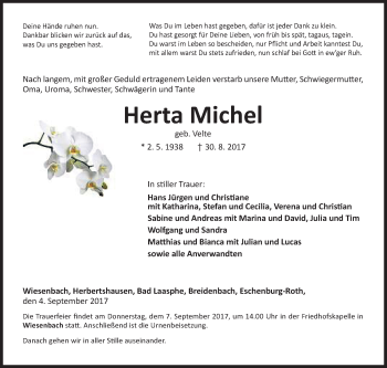 Traueranzeige von Herta Michel von Siegener Zeitung