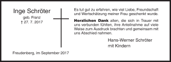 Traueranzeige von Inge Schröter von Siegener Zeitung