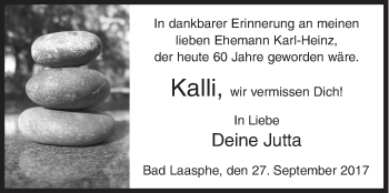 Traueranzeige von Kalli  von Siegener Zeitung