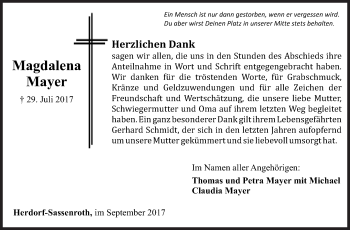 Traueranzeige von Magdalena Mayer von Siegener Zeitung