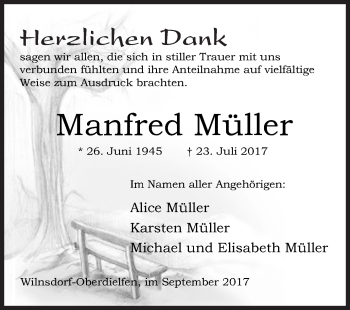Traueranzeige von Manfred Müller von Siegener Zeitung