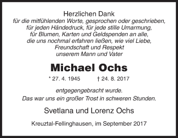 Traueranzeige von Michael Ochs von Siegener Zeitung