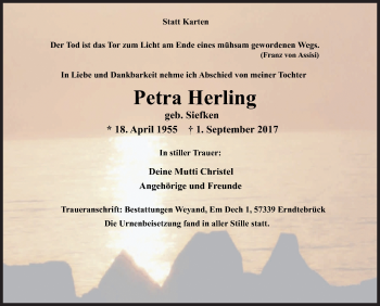 Traueranzeige von Petra Herling von Siegener Zeitung