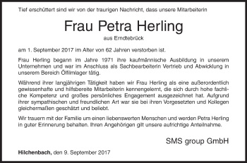 Traueranzeige von Petra Herling von Siegener Zeitung