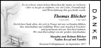 Traueranzeige von Thomas Blöcher von Siegener Zeitung