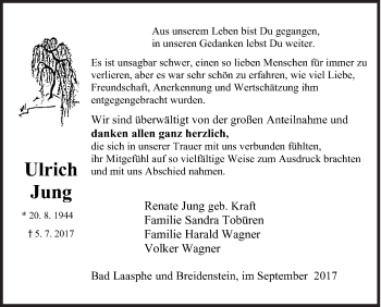 Traueranzeige von Ulrich Jung von Siegener Zeitung