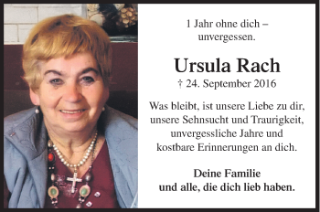 Traueranzeige von Ursula Rach von Siegener Zeitung