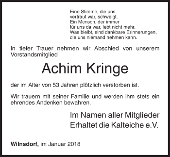 Traueranzeige von Achim Kringe von Siegener Zeitung