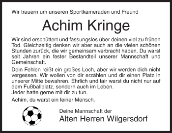 Traueranzeige von Achim Kringe von Siegener Zeitung