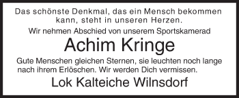 Traueranzeige von Achim Kringe von Siegener Zeitung