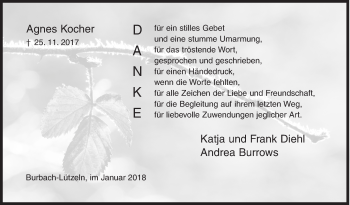 Traueranzeige von Agnes Kocher von Siegener Zeitung