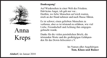 Traueranzeige von Anna Kreps von Siegener Zeitung