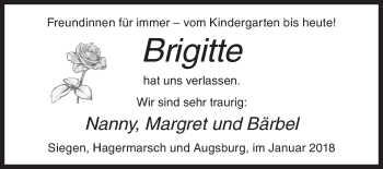 Traueranzeige von Brigitte  von Siegener Zeitung