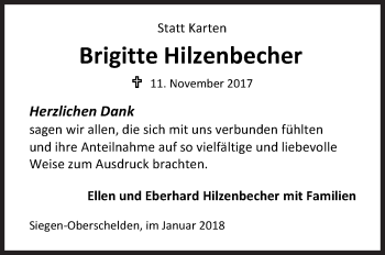 Traueranzeige von Brigitte Hilzenbecher von Siegener Zeitung