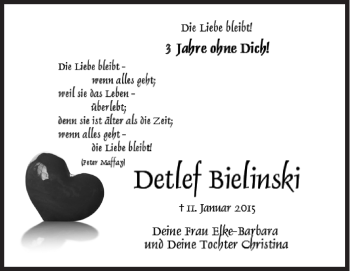 Traueranzeige von Detlwf Bielinski von Siegener Zeitung