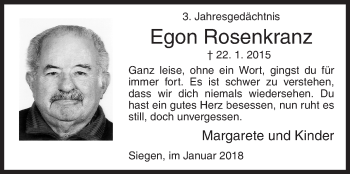 Traueranzeige von Egon Rosenkranz von Siegener Zeitung