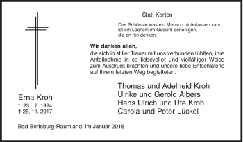 Traueranzeige von Erna Kroh von Siegener Zeitung