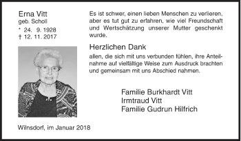 Traueranzeige von Erna Vitt von Siegener Zeitung