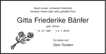 Traueranzeige von Gitta Friederike Bänfer von Siegener Zeitung