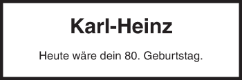 Traueranzeige von Karl-Heinz  von Siegener Zeitung
