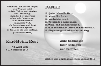 Traueranzeige von Karl-Heinz Rest von Siegener Zeitung